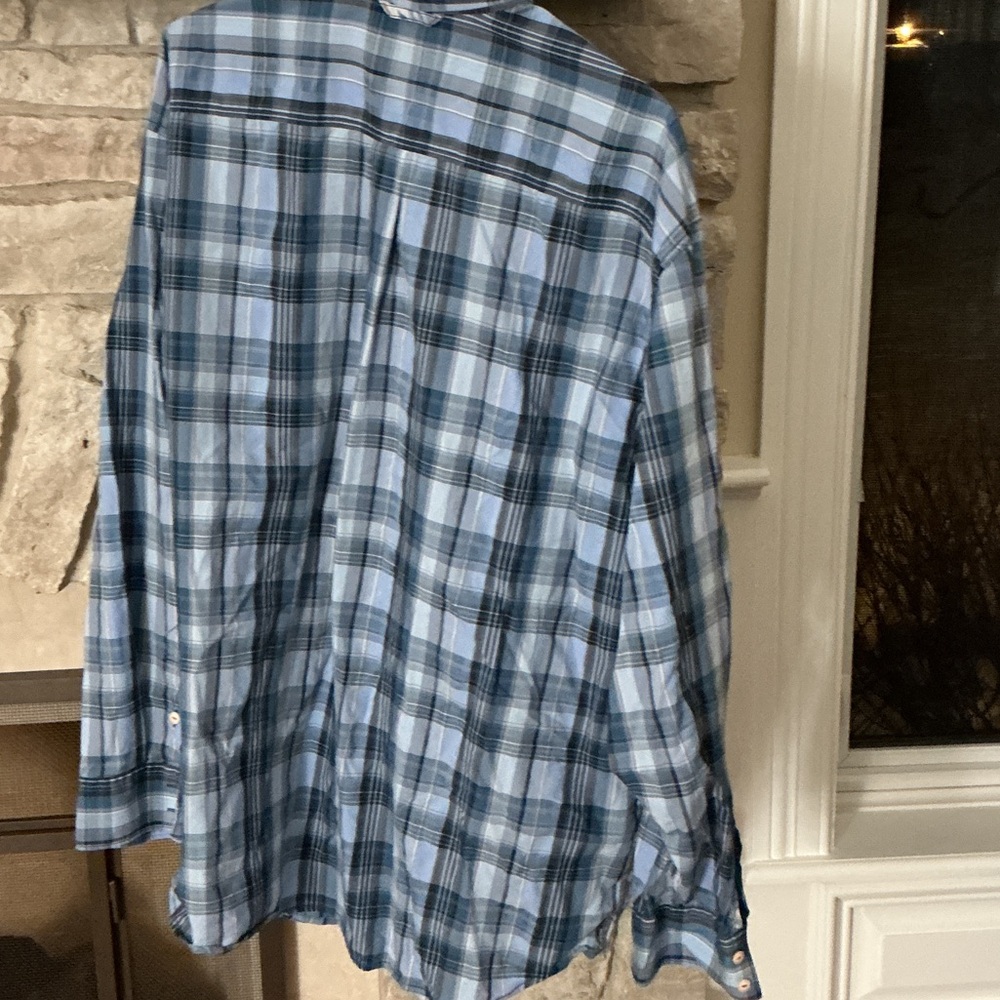 Tommy Bahama Blue and White Plaid Shirt 2xb (big) - Picture 3 of 7